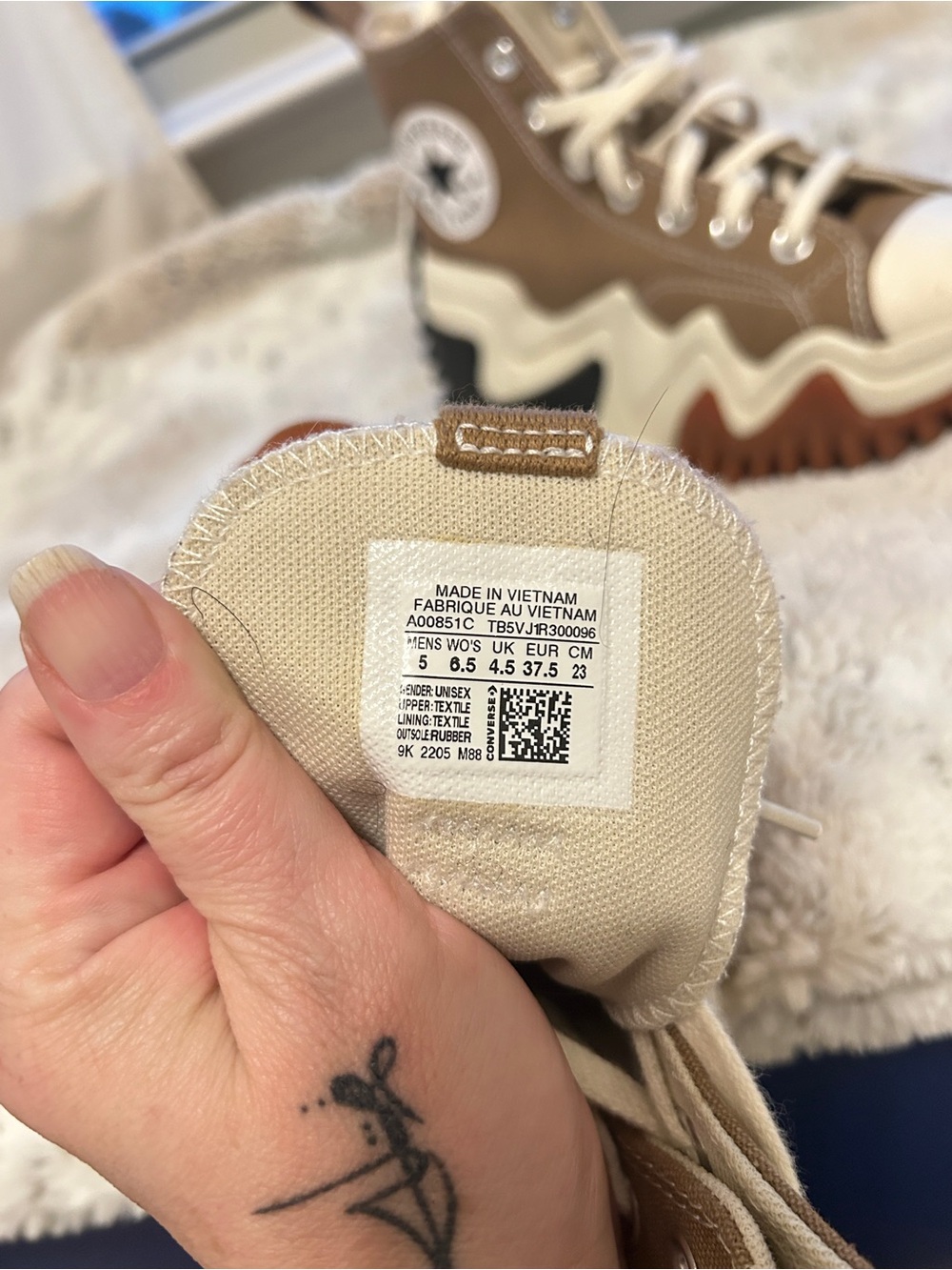 Converse Kids High-Top Sneakers in Tan, White & Brown - Picture 6 of 6